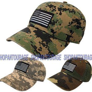 Newhattan USA Flag Patch Camo Baseball Hat Cap
